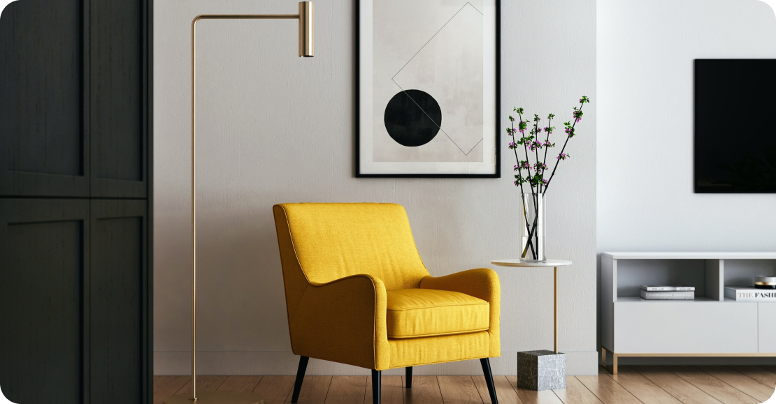 Yellow chair in a flat