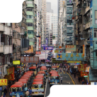 Mongkok street view with minibus