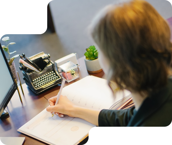 A women writing