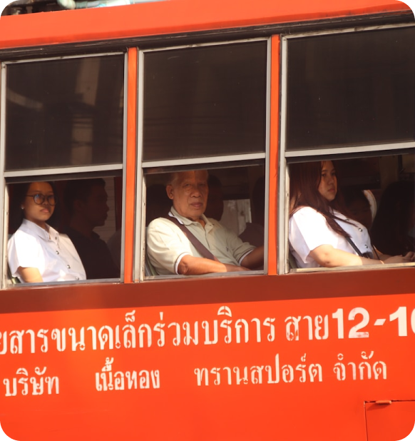 People on thai bus